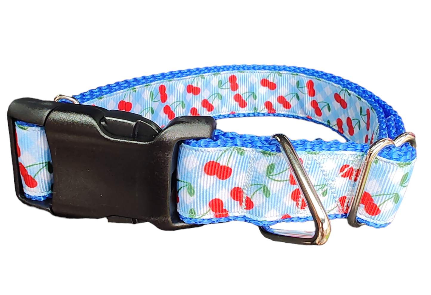 Gingham Cherries Nylon Dog Collar | Purrfect Pet Kingdom