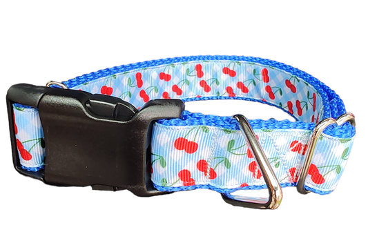 Gingham Cherries Nylon Dog Collar | Purrfect Pet Kingdom