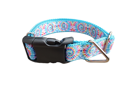 Light Rainbow Tie Dye Nylon Dog Collar | Purrfect Pet Kingdom