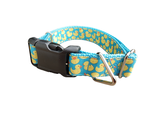 Teal Rubber Duckies Nylon Dog Collar | Purrfect Pet Kingdom