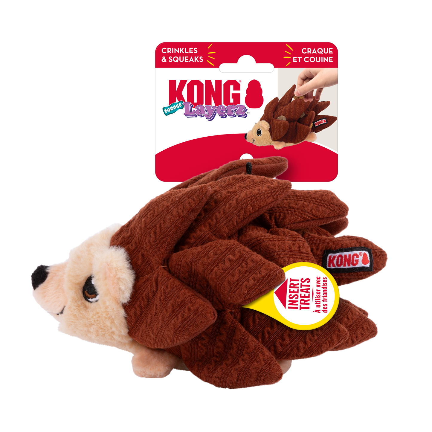 Dog Plush Toy KONG Layerz Hedgehog Multi-Texture Squeak Chew