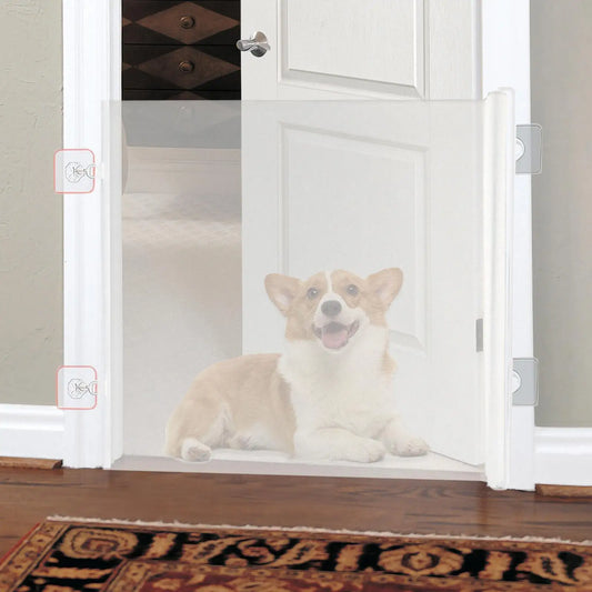 Retractable Pet Gate Dog Retractable Gate Dog Gate Indoor Adjustable Fence Barrier No Drilling Child Safety Screen Cat Baffle - Majestic Pet Kingdom