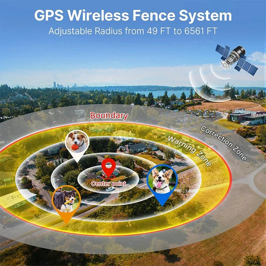 GPS Dog Fence Wireless Bark Collar Electric Shock Trainer | Purrfect Pet Kingdom