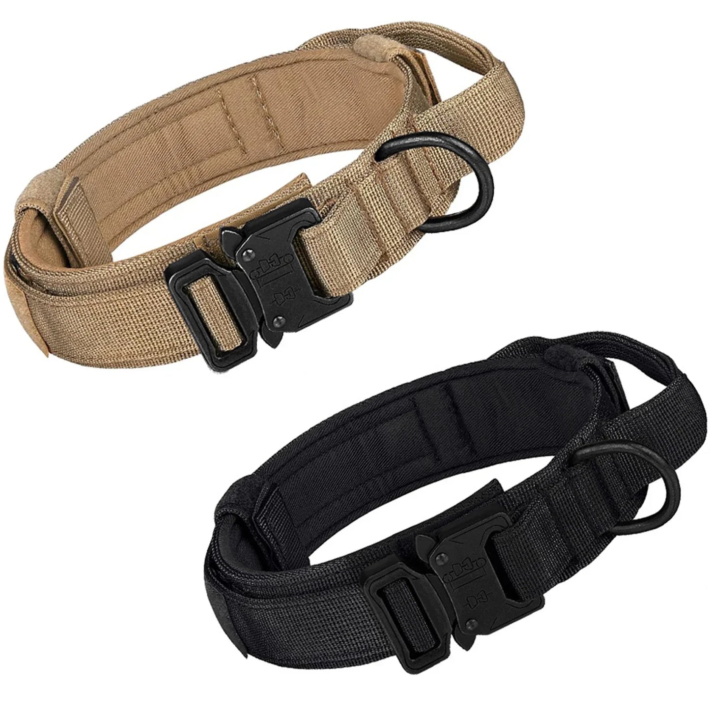 Tactical Dog Collar Adjustable Military Nylon Dog Collar with Control Handle Heavy Duty Metal Buckle for Medium Large Dogs - black | Purrfect Pet Kingdom