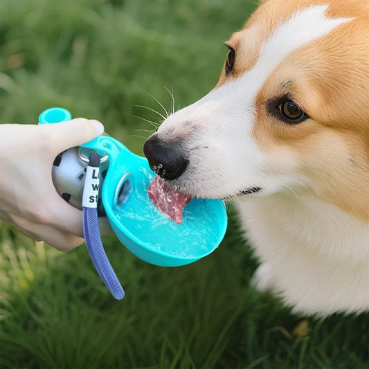 Dog Water Bottle Stainless Steel 285ml with Silicone Bowl Cup