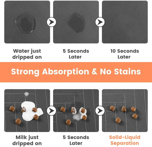 Dog Bowl Placemat Absorbent Quick-Dry Rubber Base Feeding Mat