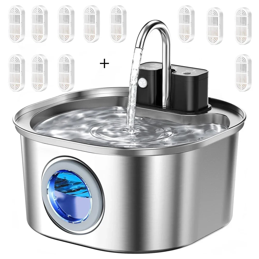 3L Stainless Steel Wireless Recharging Sensor Cat Water Fountain Auto Drinking Fountain For Cats Dog Drinker Pet Dispenser Bowl - Majestic Pet Kingdom