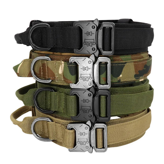 actical Dog Collar Adjustable Military Training Nylon Dog Collar with Heavy Metal Buckle for Medium and Large Dogs - Brown | Purrfect Pet Kingdom