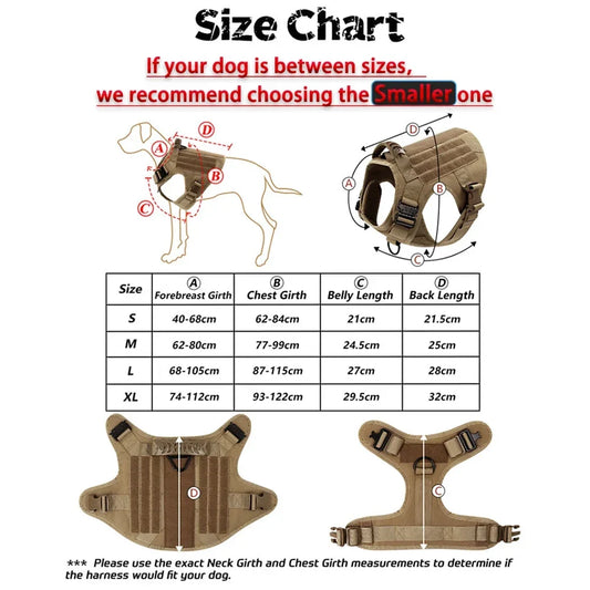Dog Harness Military Tactical Training Vest Handle Large Dogs