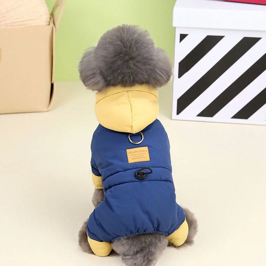 Waterproof Dog Snowsuit Warm Fleece Hooded Winter Jumpsuit - Detail Angle 2 | Majestic Pet Kingdom