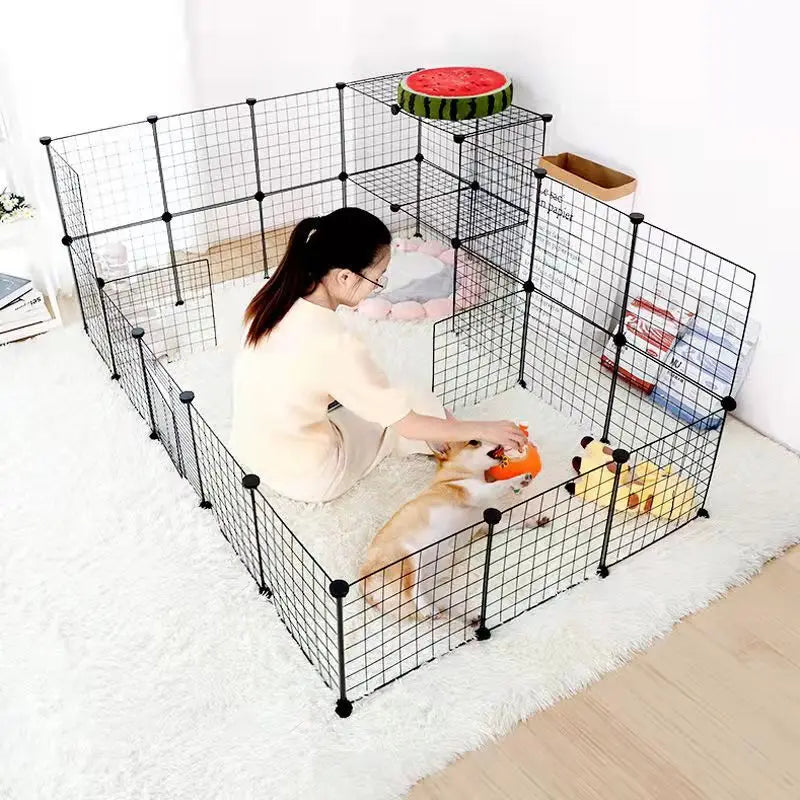 Dog Playpen Modular Wire Mesh Stackable Enclosure Panels Cag