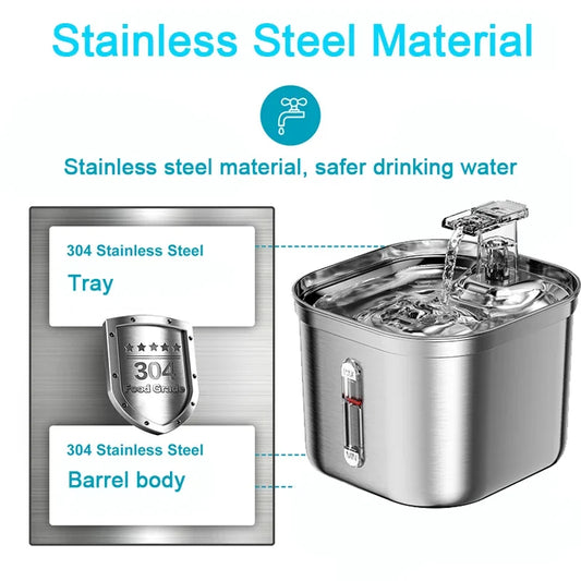 Stainless Steel Automatic Pet Water Dispenser Cat Drinking Fountain With Sensor Filter Cats Dog Ultra Quiet Pump Water Foutain - Majestic Pet Kingdom