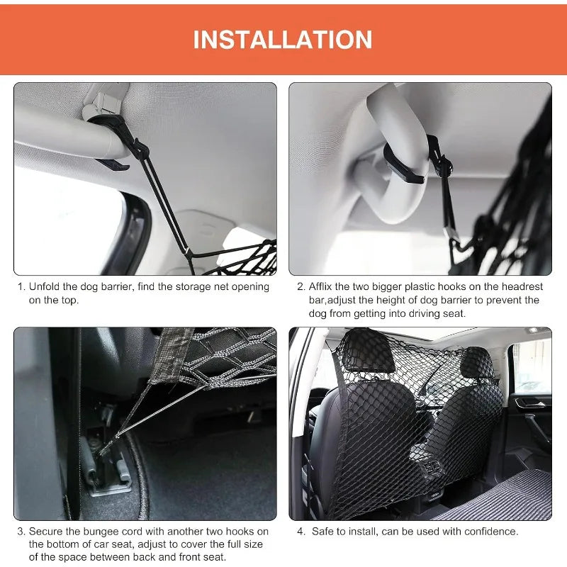 120X90CM Car Trunk Fence Pet Dog Isolation Protective Net Durable Elastic Isolation Double Layer Nets Safety Fence for Any Car | Purrfect Pet Kingdom