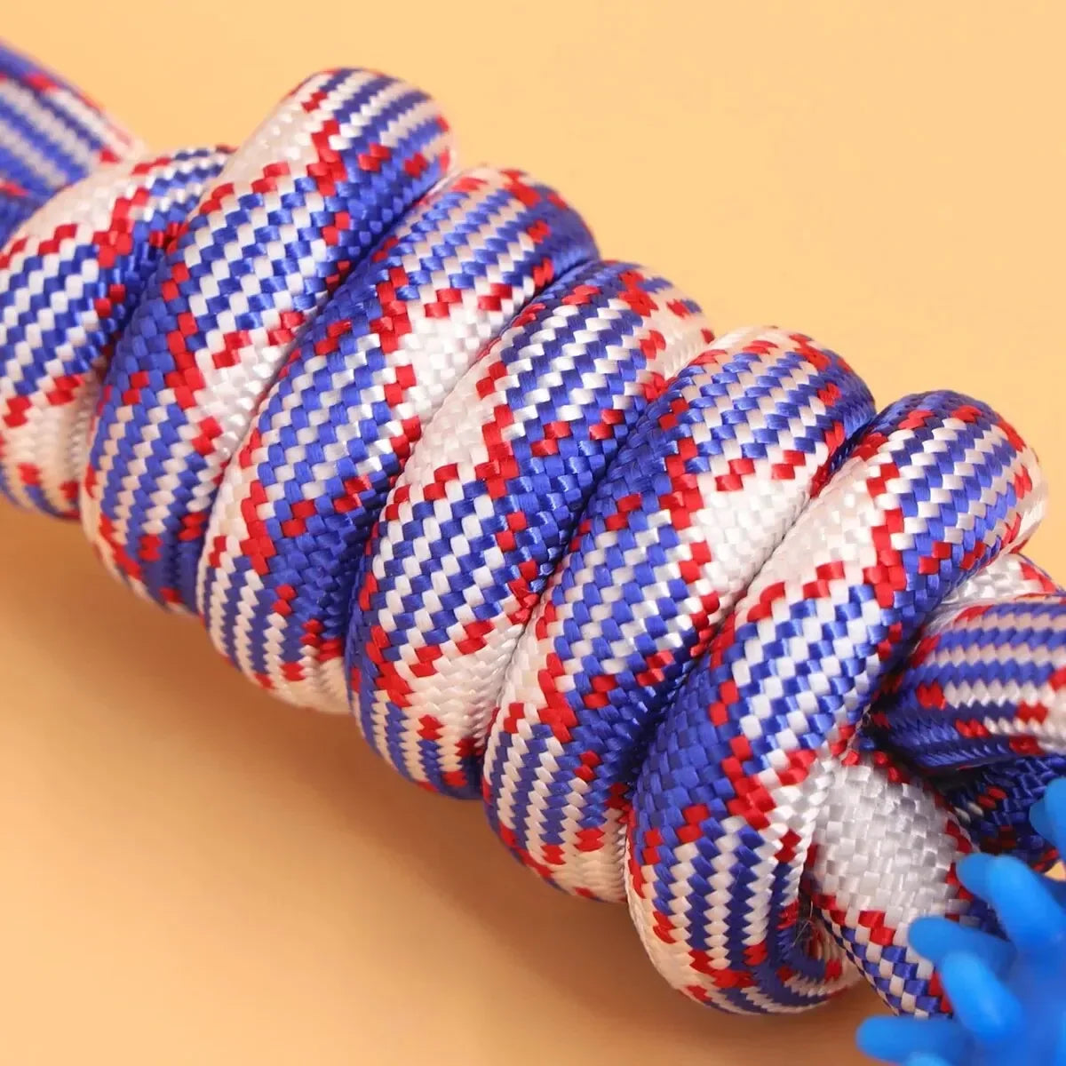 Dog Rope Toy Colorful Woven Nylon with Rubber Dental Chewer Play - Detail Angle 6 | Majestic Pet Kingdom