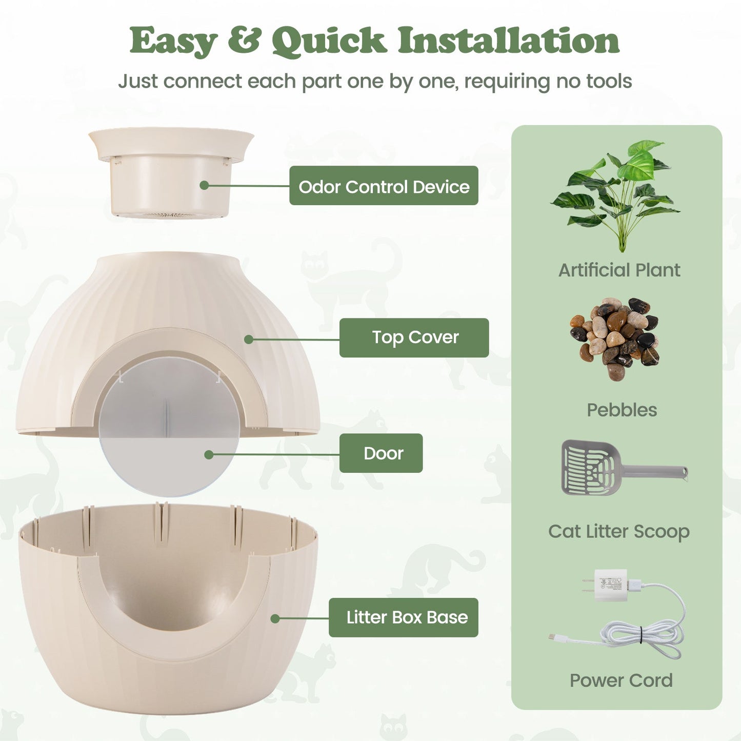Cat Litter Box Smart Plant Electronic Odor Sterilizer Beige - Detail Angle 6 | Majestic Pet Kingdom