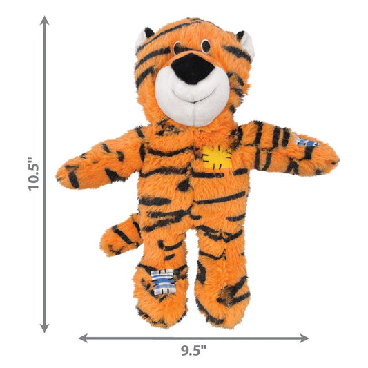 Dog Plush Toy KONG Wild Knots Tiger Internal Rope Squeak Play - Detail Angle 2 | Majestic Pet Kingdom