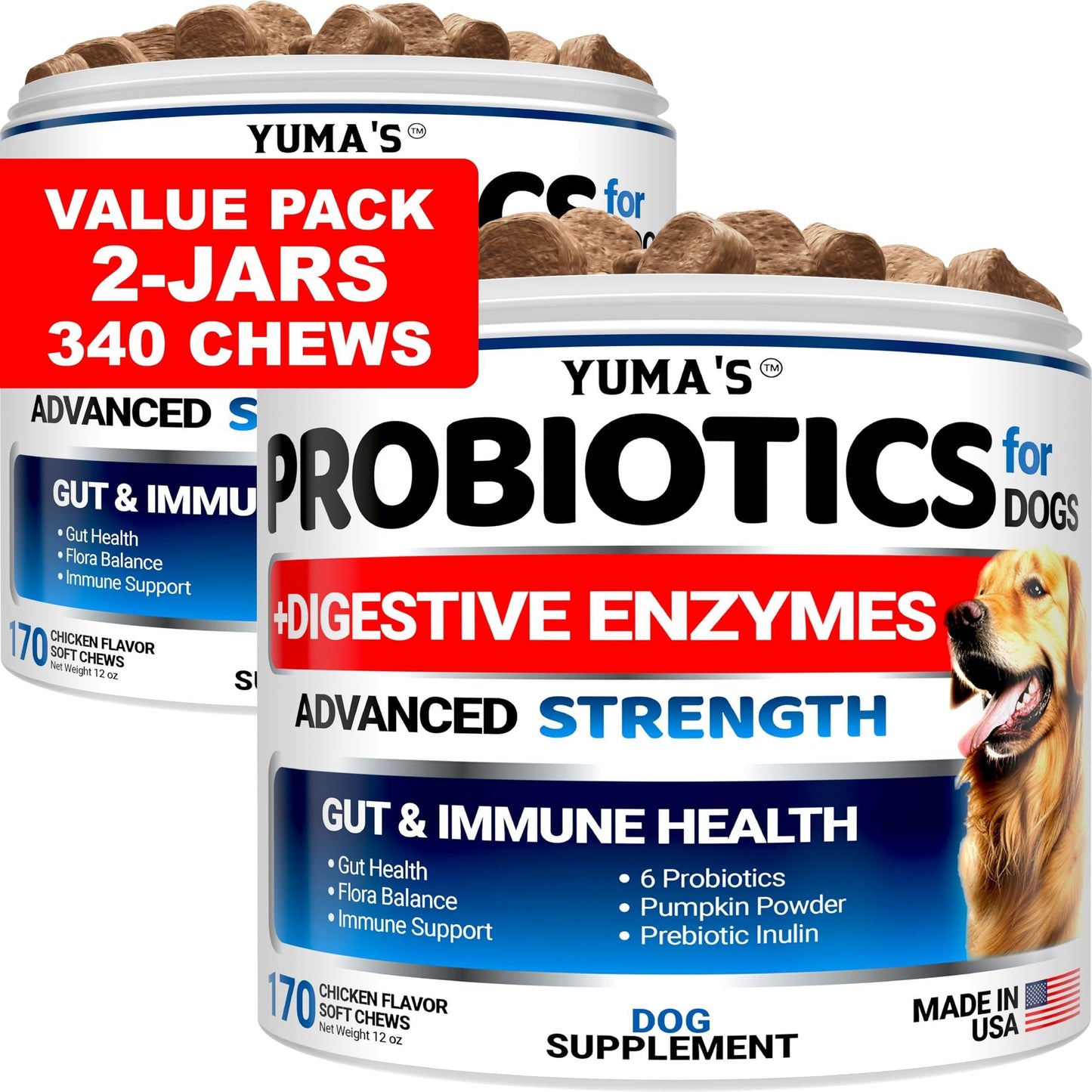 Pet Supplement Probiotics for Dogs 340 Count 2 Pack