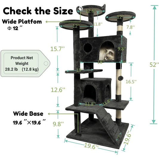 Cat Tree Multi-Level Activity Tower Scratch Board & Hammock