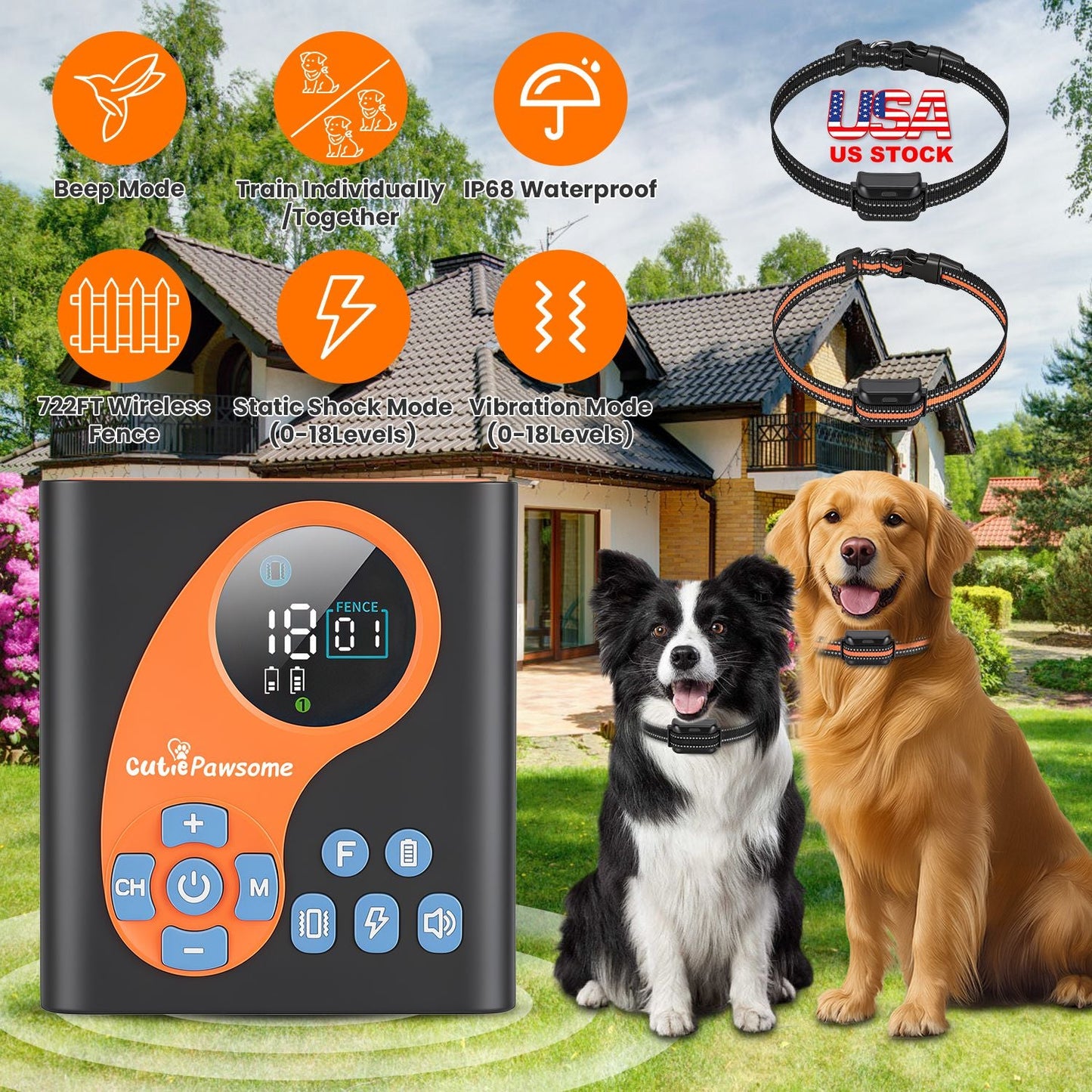 Wireless Dog Fence System with Training Collar - 722FT Range | Purrfect Pet Kingdom