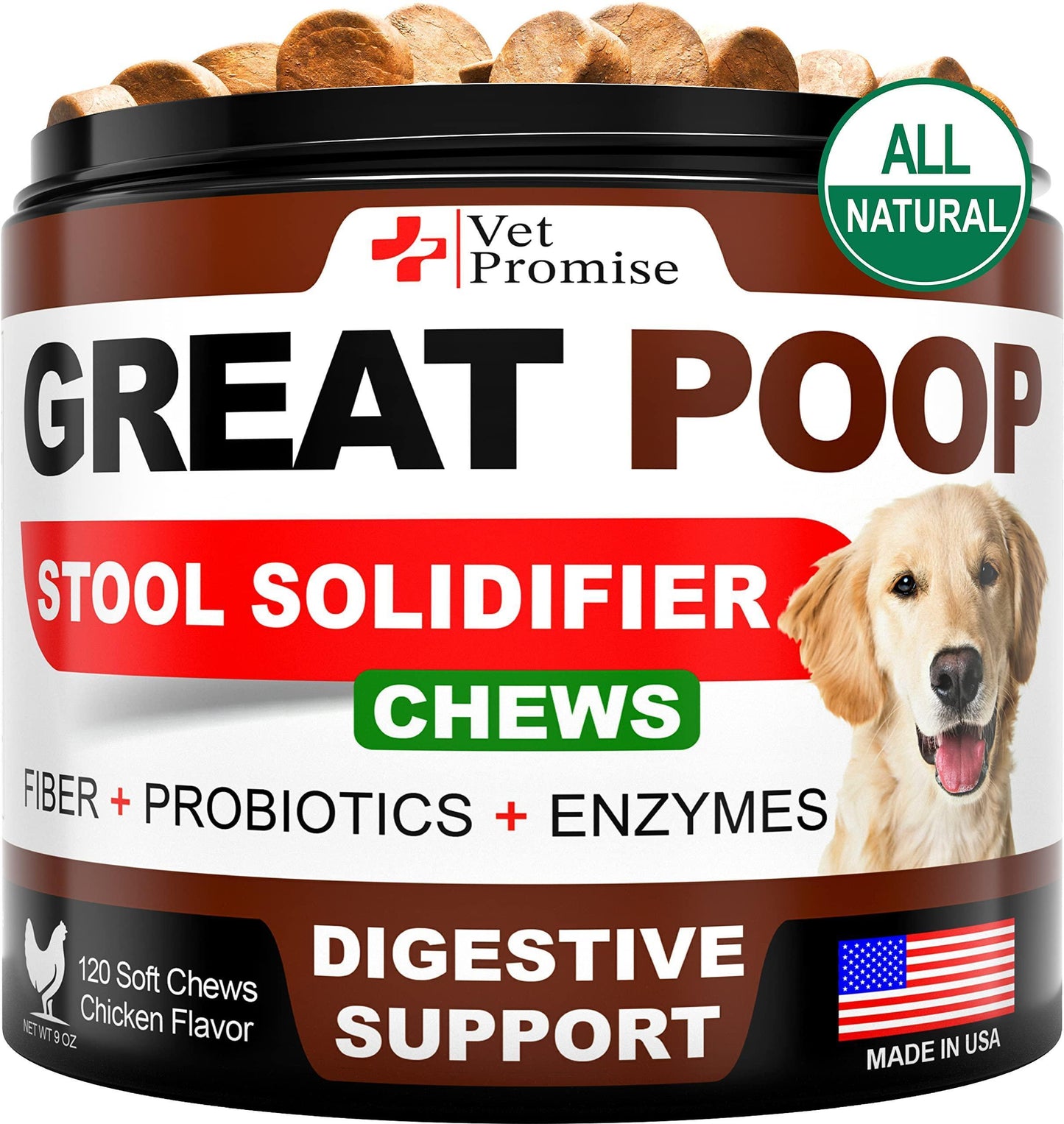 Pet Supplement Probiotics for Dogs 120 Chews Stool Softener
