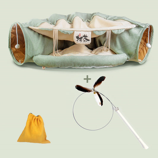 Cat Tunnel Bed All-Season Universal Collapsible Play Cave Mat