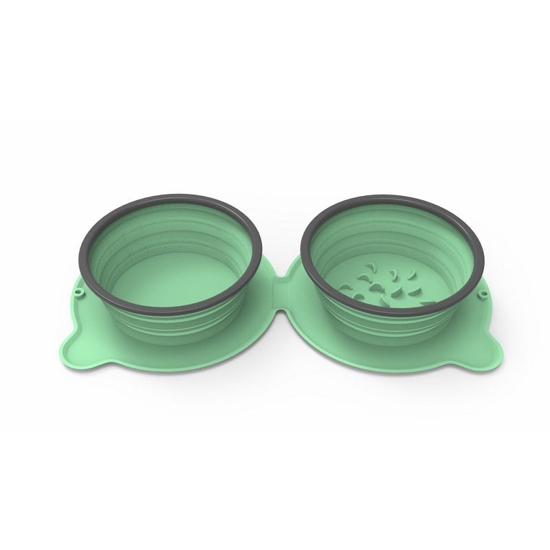 Dog Bowls Foldable Silicone Double Travel Slow Feeder Dishes - Detail Angle 7 | Majestic Pet Kingdom