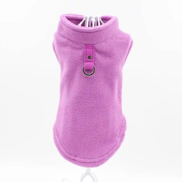 Dog Vest Warm Soft Fleece Winter Jacket with Leash Ring D