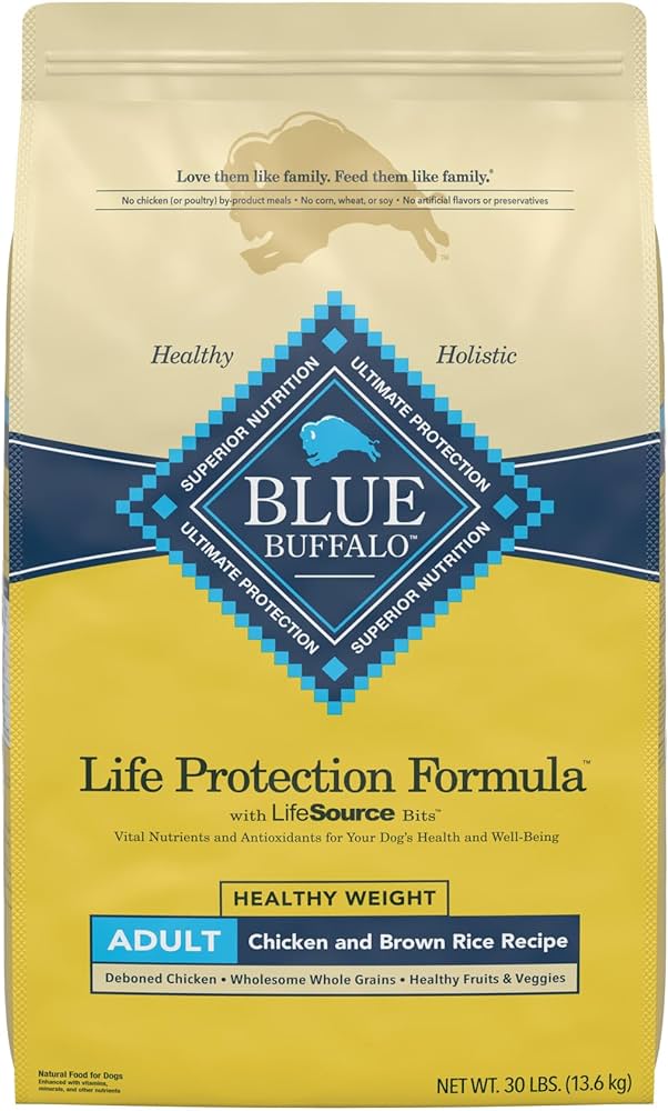 Dog Food Blue Buffalo Healthy Weight Chicken Brown Rice Bag