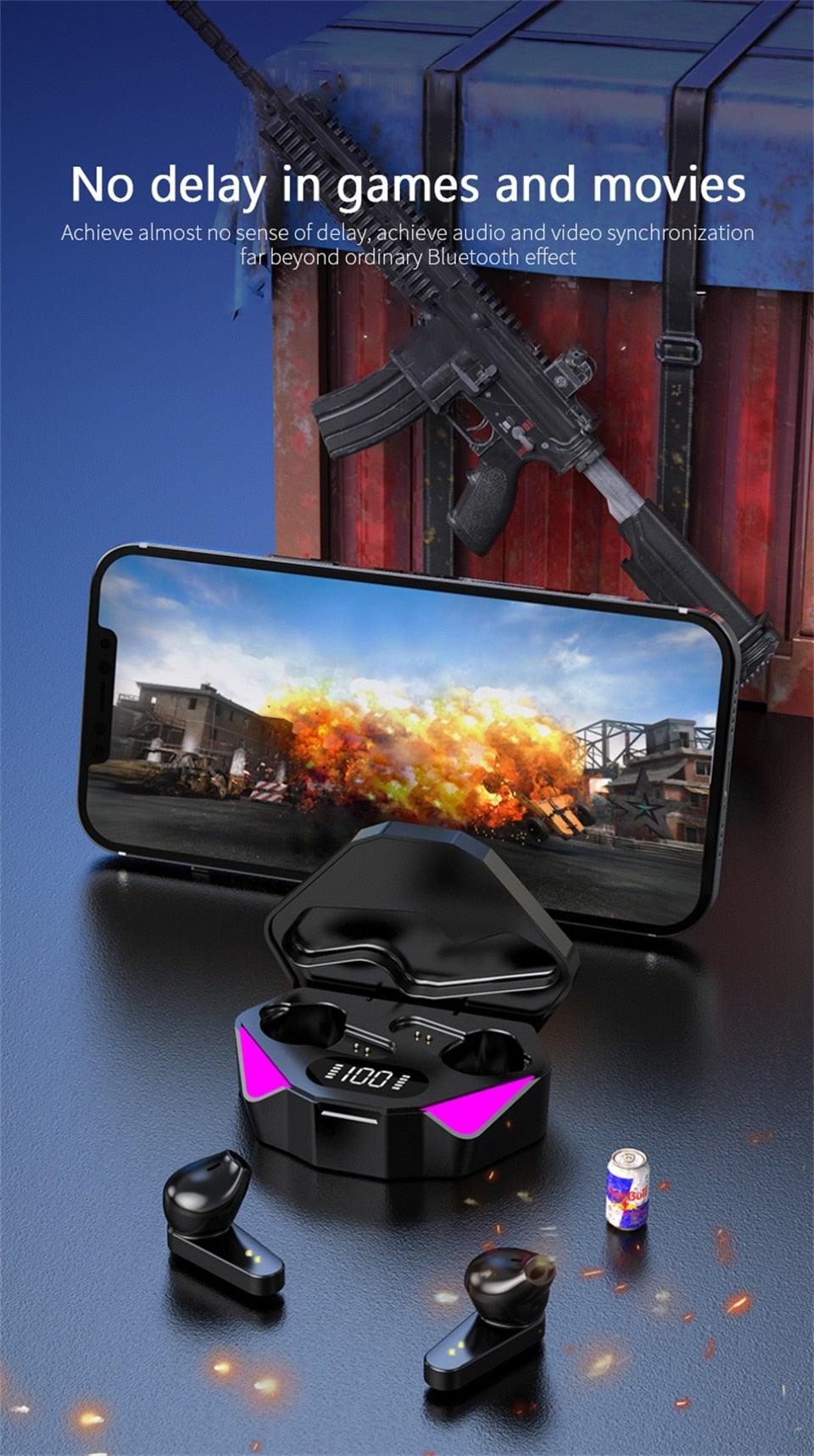 Bluetooth Game Headset Mobile Game 65ms Low Latency Chicken Winner True Wireless Earbuds with Mic Gaming Bluetooth Headphones Touch Control Eating Competitive Stereo Noise Reduction Earphones With Mic