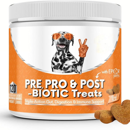 Dog Probiotics Prebiotic Gut Health Digestive Soft Chews 120ct