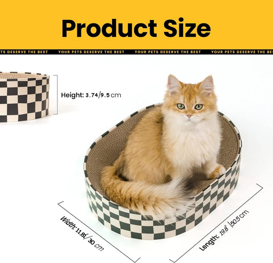 2 In 1 Cat Scratcher Cardboard Oval Cat Scratch Pad And Bowl Nest For Indoor Cats | Purrfect Pet Kingdom