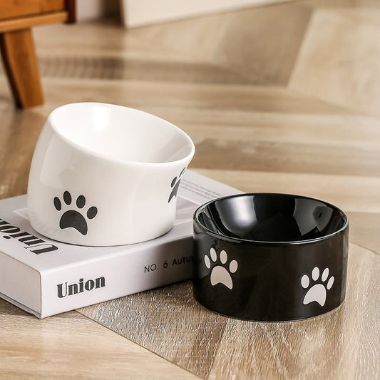 Drinking Water Neck Protection Pet Ceramic Oblique Mouth High Foot Food Basin - Majestic Pet Kingdom
