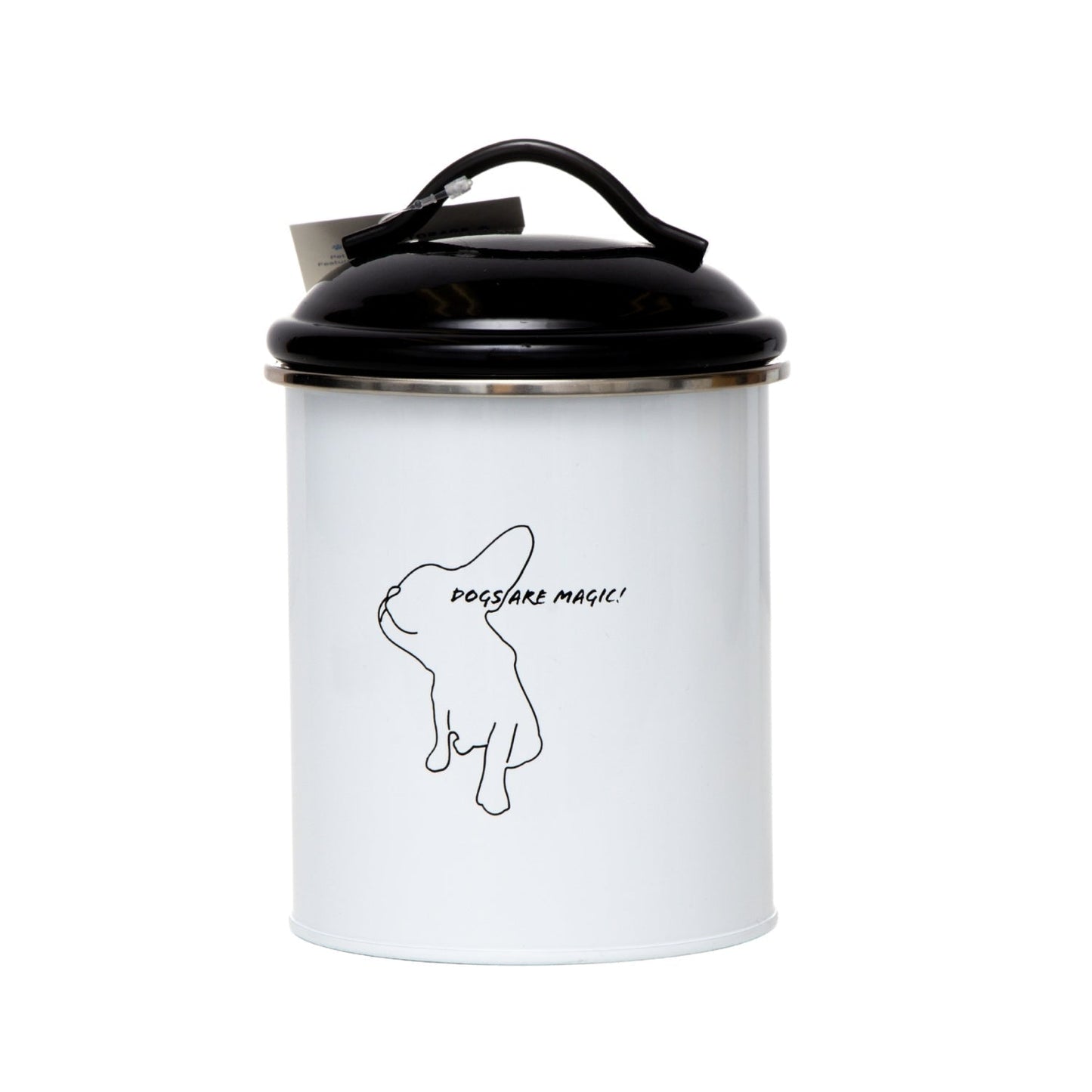 Dog Treat Canisters Set of 3 Food Jars Black and White Metal - Detail Angle 7 | Majestic Pet Kingdom