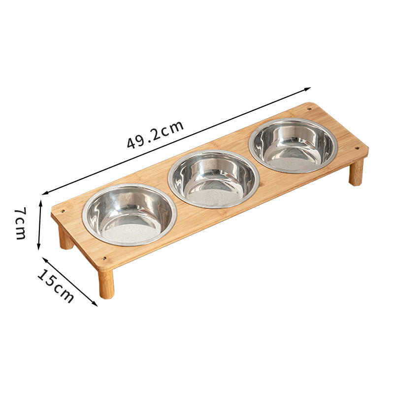 Dog Bowls Stainless Steel Large Double Dishes with Bamboo Stand - Detail Angle 6 | Majestic Pet Kingdom