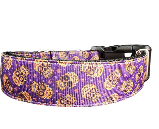 Dog Collar Day of the Dead Sugar Skulls Dia De Los Muertos Nylon - Main Feature View | Majestic Pet Kingdom