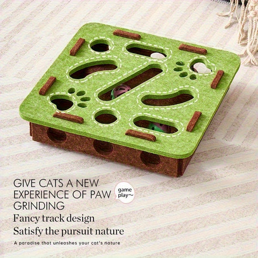Interactive Cat Puzzle Toy With Maze Tunnel, Bell Ball & Pathways - No Batteries Needed, Durable Felt Construction - Mental Stimulation & Hunting Exercise For Indoor Cats - Pet Exercise Toy For All Br | Purrfect Pet Kingdom