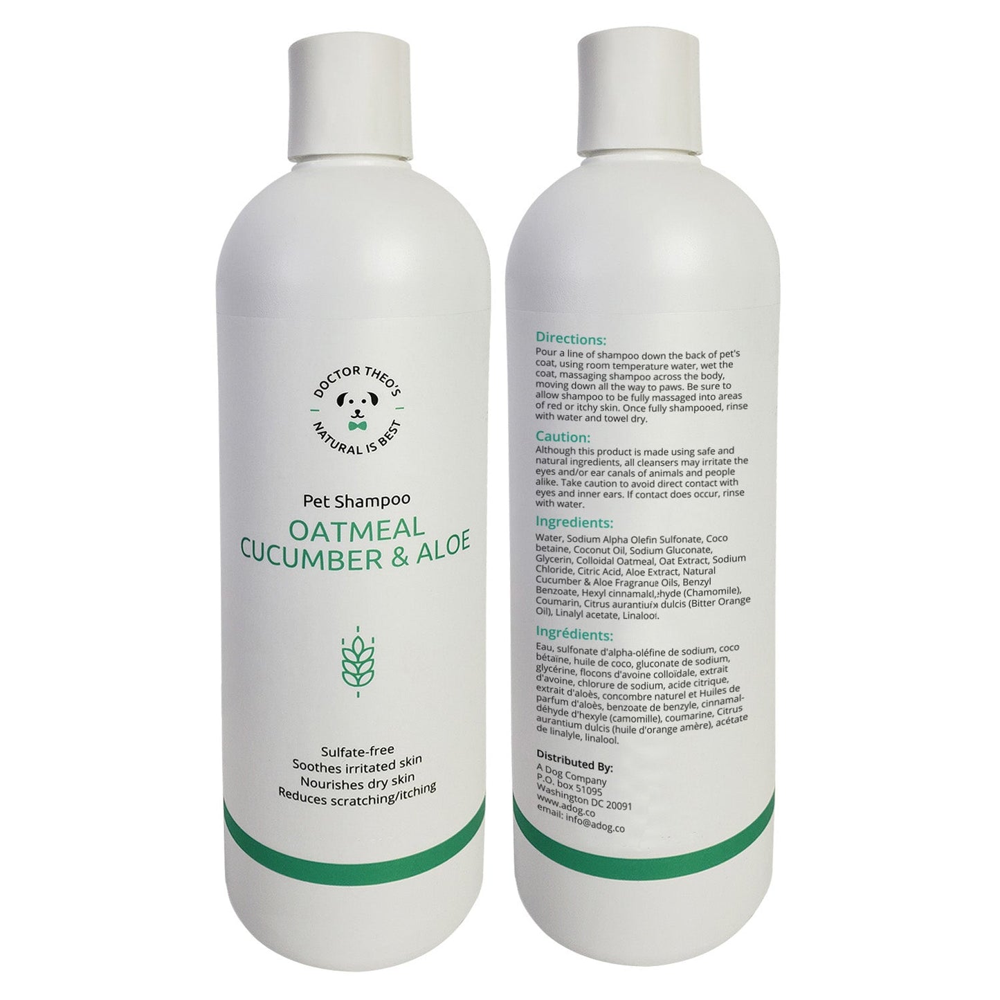 Dog Shampoo Oatmeal Cucumber Aloe Soothing Wash 16 fl oz