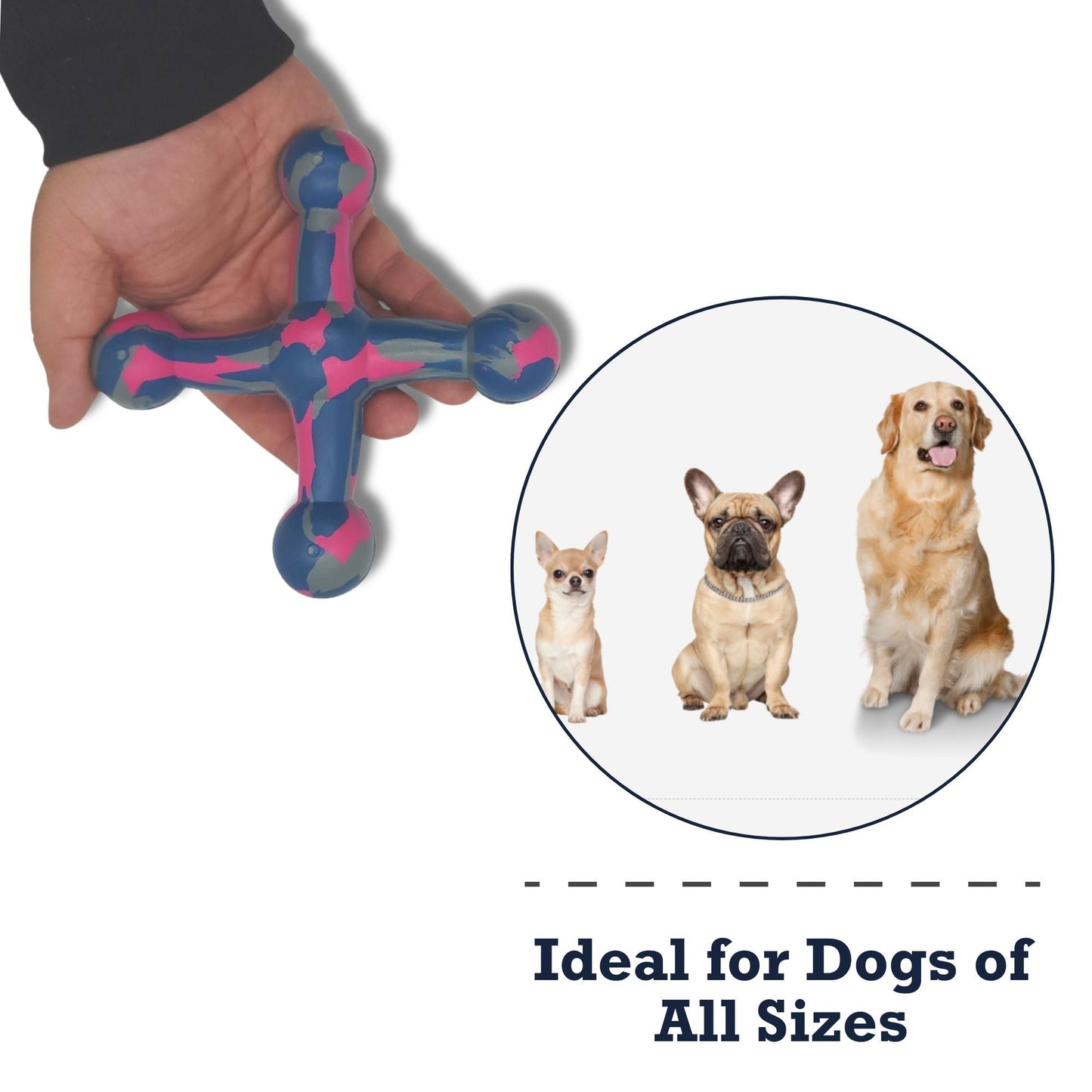 Dog Chew Toy Natural Rubber Jack Interactive Agility Fetch