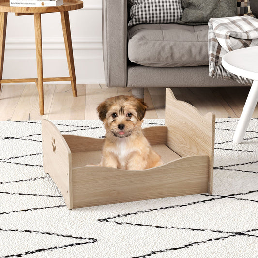 elevated-pet-bed-wooden-raised-frame-headboard-rails-walnut-luxury-view-2 | Majestic Pet Kingdom