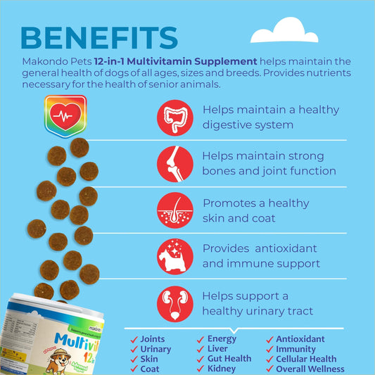 Dog Multivitamin 12-in-1 Glucosamine Probiotics 120 Softs
