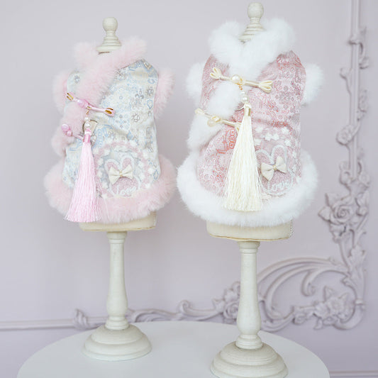 Chinese-style Tasseled Pet Clothing For Fall And Winter