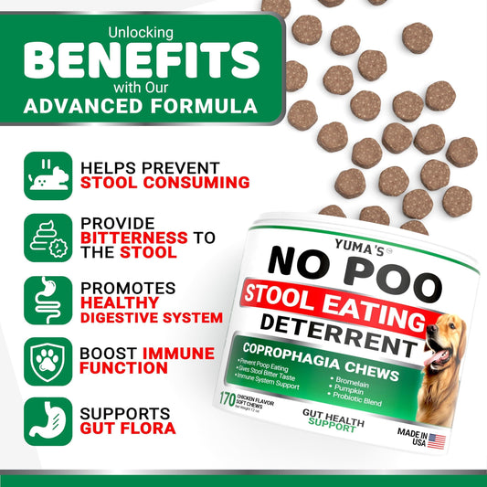 Dog Stool Eating Deterrent No Poo Probiotics Chews 170 Count