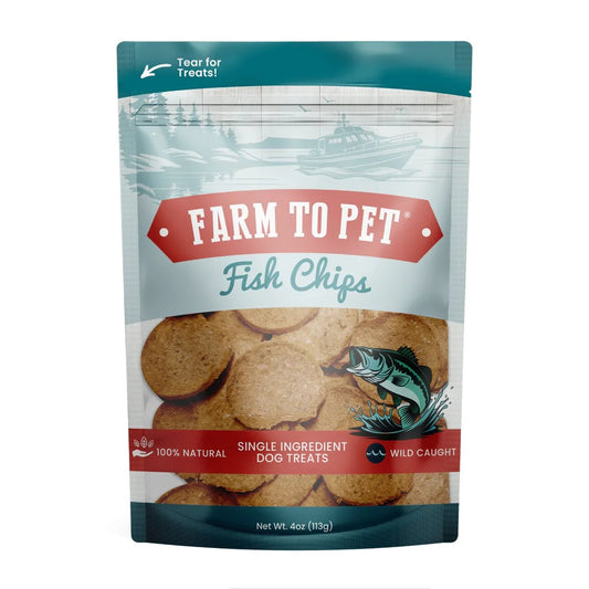 Dog Treats Farm To Pet Wild Caught Fish Chips Crunchy 4oz Bag - Detail Angle 2 | Majestic Pet Kingdom