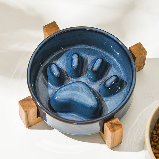Dog Bowl Ceramic Japanese Style Hand-Painted Food Water Dish - Main Feature View | Majestic Pet Kingdom
