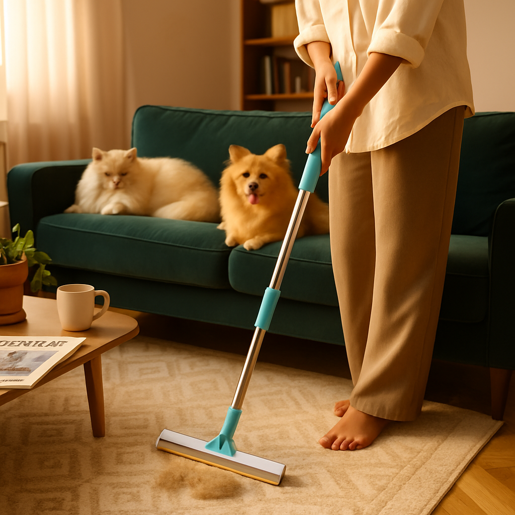 Pet Hair Removal Rake with Telescopic Rod for Home