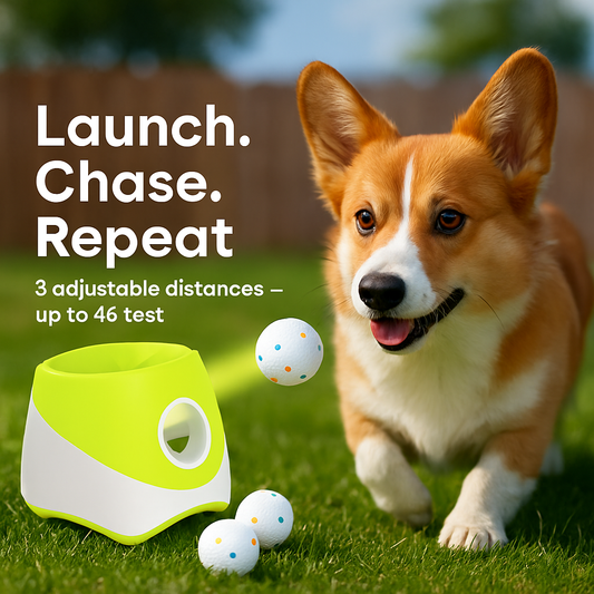 Automatic Dog Ball Launcher Rechargeable Interactive Pet Ball Thrower for Small Medium Dogs Interactive Dog Fetch Toy with 3 Adjustable Distance Setti - Majestic Pet Kingdom
