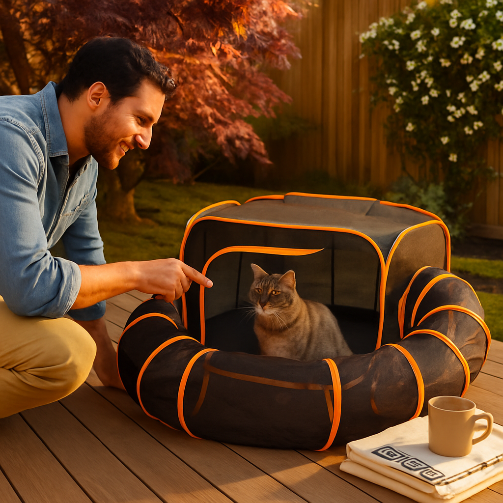 Foldable Pet Play Tent with Tunnel for Indoor or Outdoor Use