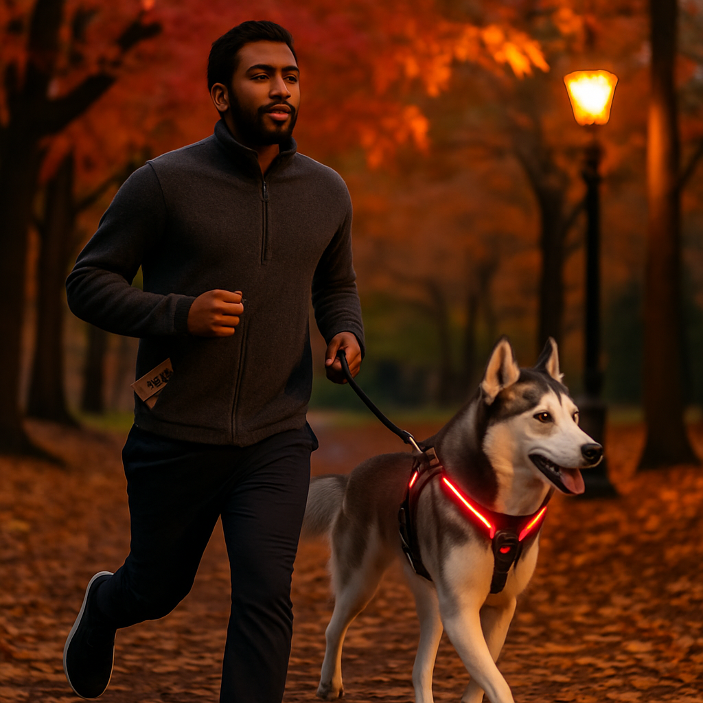 Light Up Dog Harness with Rechargeable LED Lights and Handle