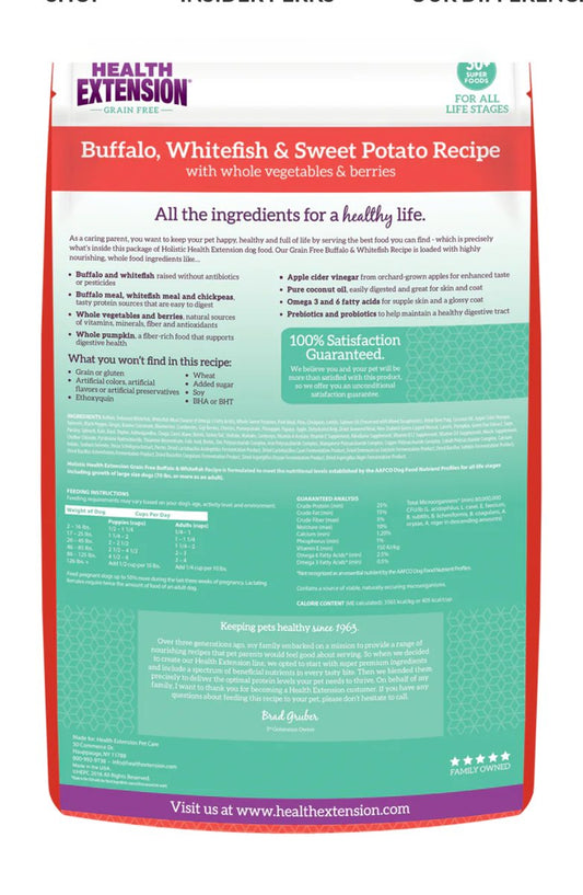 Dog Food Health Extension Grain Free Buffalo Whitefish Kibble - Detail Angle 2 | Majestic Pet Kingdom