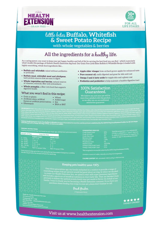 Dog Food Health Extension Little Bites Buffalo Grain Free Bag - Detail Angle 2 | Majestic Pet Kingdom